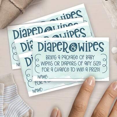 25/50 Pcs Pink/Blue Diaper Wet Wipes Raffle Cards, Boy And Girl Shower Invitation Cards - Suitable For Shower Guest Activity Cards, Office Supplies Cards(Pink/Blue Available)