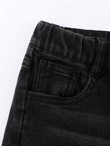 Shorts vaqueros de estilo casual retro y de calle para niñas, para el verano - Negro - Ver 7