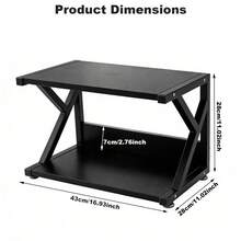 Modern Desktop Printer Stand 2 Tier Desk Organizer Multi-Purpose Computer Monitor Riser With Storage Shelves Wood Printer Stand For Home Office Fax Machine Scanner Books - Black - View 2