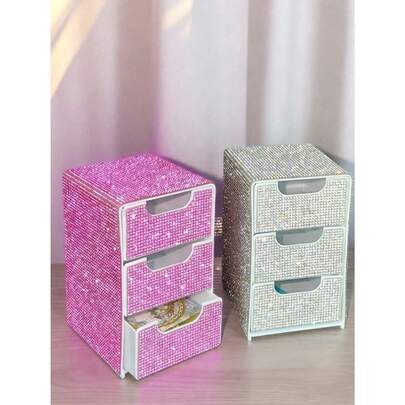 1 hộp đựng đồ để bàn cao cấp ba tầng đính kim cương, hộp đựng trang sức, mỹ phẩm, đồ trang trí bàn làm việc, trang trí phòng, thích hợp để đựng trang sức, mỹ phẩm và các vật dụng nhỏ khác, dễ dàng tạo nên góc bàn làm việc tinh tế và gọn gàng, gợi ý quà tặng Ngày Valentine, quà tặng Valentine giá cả phải chăng, quà tặng Chủ nhật Phục sinh, Ngày của Mẹ.