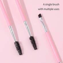3Pcs Double-Ended Brow & Lash Brush Set, Professional Soft Fiber Makeup Tools, Portable Travel Eyebrow & Eyelash Brush Kit - Black - View 8