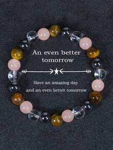 1 件复古波西米亚风格 8 毫米天然寿山石珠手链，寓意健康与好运弹性手镯，适合女士，适合日常和度假珠宝配饰 - A型 - 查看 10