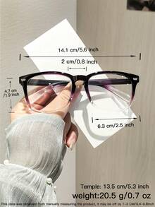 1 PC Women's Classic Square Glasses Frame Colorblock And Transparent Frame Lightweight No Pressure Suitable For Daily Casual Wear With Glasses Box - Multicolor - View 11