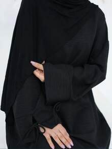 1pc New Style Large Size Jersey Hijab Shawl Soft Casual Solid Color Women Scarf,Beach,Holiday - Black - View 5