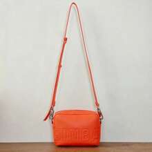 1 Piece Faux Leather Shoulder Bag With Embossed LOLA Letters, Adjustable Shoulder Strap, Zipper Closure, Available In Multiple Colors, Year-Round Model, Versatile For Commuting, Shopping, And Campus Use, Affordable Women's Shoulder Bag. - 橘色 - 查看 3