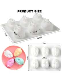 1pc 6-Cavity Large 3D Easter Bunny Silicone Mold, 6-Cavity Rabbit Shaped DIY Baking Mold Suitable For Mousse, Cake, Soap, Jelly, Candle, High Quality Silicone Mold And Healthy For Baking, Soap Making And DIY Projects - View 6