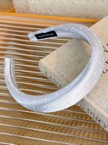 1pc Girls' Minimalist Versatile Satin Polka Dot Top Knot Headband - Hairband - View 7