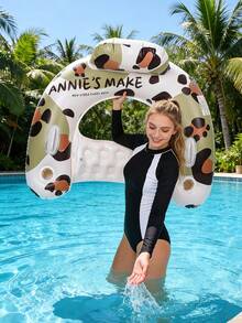 1/2 piezas Hamaca de agua para piscina, silla flotante duradera para adultos en piscina, accesorios de cubierta de red para piscina - Hamaca en forma de U con estampado de leopardo - Ver 4