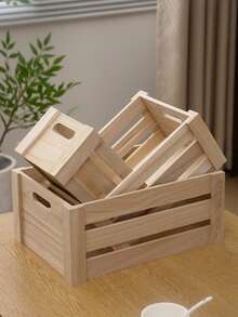 1/3 Set Handmade Vintage Wooden Nesting Storage Boxes, Suitable For Farmhouse Kitchen, Bathroom, Living Room And Wardrobe Storage, Storage Supplies, Kitchen Accessories, Holiday Essentials, Kitchen Storage - Multicolor - View 1