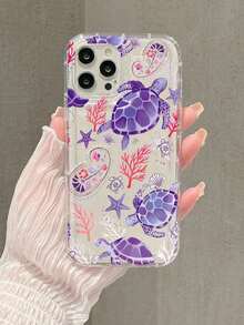 1 pieza de funda para teléfono de TPU resistente a golpes con diseño de tortuga marina, coral, concha y otras formas de vida marina, transparente y en colores de moda, teléfonos móviles, bolsas, accesorios para móviles, fundas para teléfonos, decoración de interiores, accesorios, fundas transparentes para teléfonos, verano, correas para teléfonos, fundas para teléfonos de hombre, fundas negras para teléfonos, fundas rosas para teléfonos, fundas para móviles de hombre, fundas para móviles de mujer, protección para teléfonos móviles, accesorios de playa, dulces de fresa, cubiertas protectoras para teléfonos. - Estilo (1 pieza) - Ver 3