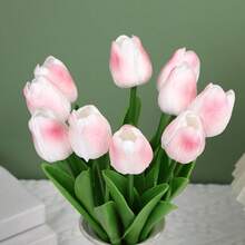 10 piezas Ramo artificial realista de tulipanes rosas, textura realista, adecuado para decoración del hogar, decoración de bodas, fiestas, hoteles, regalos, Día de San Valentín, dormitorio, escritorio, regalos para amigos, Día de la Madre, cumpleaños, ramo de novia, regalos para damas, flores artificiales, plantas artificiales, decoración del hogar, decoración de bodas, accesorios de bodas - Multicolor - Ver 3