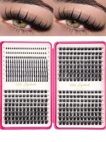 448片D型卷翘6-18mm宽茎DIY假睫毛簇，自然浓密，可重复使用，适合日常生活、婚礼、约会、派对、音乐节、春季、旅行等场合。 - D - 查看 4