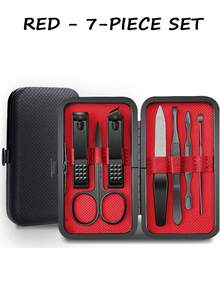 7/23pcs Black Nail Care Set, With Portable Travel Case, Nail Clipper, Nail File, Ear Pick, Face & Hand Care Kit, Gift For Boyfriend/Men/Family - Multicolor - View 7