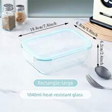 Nueva llegada de moda Caja de almuerzo de vidrio borosilicato reforzado para comer el almuerzo, organizador de refrigerador, caja de almacenamiento de refrigerador, contenedor de almacenamiento de cocina apilable, caja bento a prueba de fugas, apto para microondas y congelador para almacenamiento de cocina&organización de refrigerador - Multicolor - Ver 16