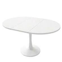 Extendable Dining Table, Oval Dining Table, Coffee/Leisure Table, Length 100/140 X Width 100 X Height 75 Cm, Modern Simple Dining Table, White [OLD SKU:N634P18391921W] - White - View 6