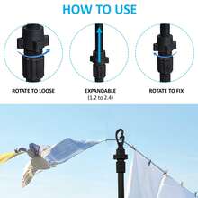 Crystals 2.4M Heavy Duty Washing Line Prop Adjustable Telescopic Clothes Line Support Pole Metal Laundry Line Holder Outdoor Drying Tool - View 4