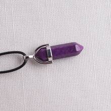 1件天然紫水晶项链，PU皮绳项链，情侣礼物，幸运石项链，六角柱状水晶吊坠项链，男女通用，支持一件代发 - 天然石 - 查看 5