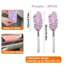 Microfiber Duster, Extendable & Washable Mini Duster, Detachable Handheld Microfiber Cleaning Duster, Extendable Dust Collector, Extendable & Bendable Car Interior Duster, Soft Dashboard & Vent Duster, Cleaning Brush, Suitable For Ceiling Fan, High Ceiling, Blinds, Furniture, Car, Office - Multicolor - View 15