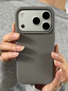 Luxury Business Cement Grey Litchi Pattern Artificial Leather Phone Case With White Folding Stand Compatible With IPhone 17 Pro Max 16 Pro Max 15 Pro Max 14 13 12 Pro Max 14 15 16 Plus 11 Simple All-Inclusive Matte Anti-Drop Soft Back Cover - Grey - View 6