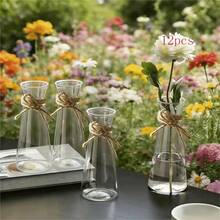 2/5/10/12个装塑料条纹花瓶，透明花瓶，适用于母亲节、父亲节、情人节、派对、各种花束装饰，也可用于桌面摆设、婚礼、家庭晚宴等场合。 - 無色 - 查看 6