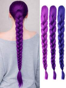 1款动漫人物紫色长发鱼骨辫马尾假发 | 耐高温纤维，万圣节和圣诞节服装的理想之选 - 彩色 - 查看 7