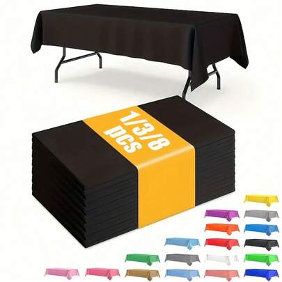 1/3/8 Pcs Disposable Multi-Color Plastic Tablecloth, 54*108 Inches (137cm*274cm), Waterproof Material, Suitable For Outdoor Wedding, Bachelor Party, Christmas Party, Birthday Party, Camping, Thanksgiving, Mother's Day And Other Occasions
