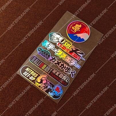 6 miếng dán JDM Turbo - Tem dán xe máy/ô tô Turbo Nhật Bản - Tem vinyl Nhật Bản dán cửa sổ, cản xe và bình xăng