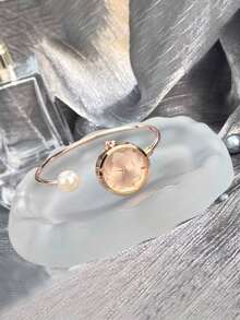 Elegant Pearl Bracelet Watch, Luxury Minimalist Bangle Watch For Women - one-size - View 7