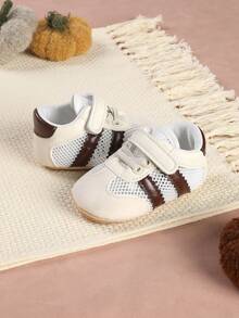 1 Pair Infant Boys' Fabric & Mesh Design Casual Sneakers, Suitable For Spring & Autumn - Coffee Brown - View 5