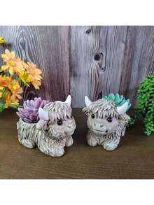 DIY Yak Planter Resin Silicone Mold, Cute Big-Eyed Yak Decor Mold For Candle, Cement, Planter, Reusable And Easy To Demold - Silicone Mold - View 4