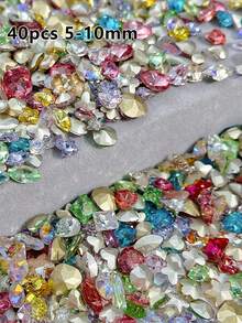 20/40pcs Campuran Permen Soda Ujung Lancip Rhinestone Warna-warni, Berlian Gula Es Berbentuk Hati Kristal, Dekorasi Seni Kuku, Hiasan Kuku - MultiWarna - View 8