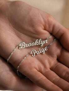 1pc Customized Necklace For Women Gold Color Water Wave Chain Necklace Personalized Custom Name Pendant Necklace Stainless Steel Jewelry Wedding Bridesmaid Gifts Anniversary Birthday Gift Stylish, For Teenagers, Junior High School Students, Middle School Students, High School Senior High School Students, College Students, University Students, Freshman, Sophomore, Underclassmen,Delicate Romance - 彩色 - 查看 10