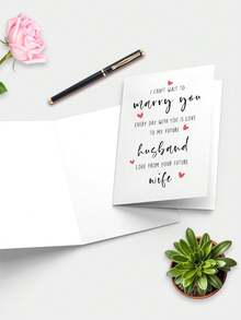1pc Wedding Greeting Card With Envelope, Engagement Gift From Fiance, I Can't Wait To Marry You, Valentine's Day Card For Future Husband - Multicolor - View 5