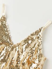 Women's Y2K Fuzzy Fluffy Halter Triangle Crop Top With Mini Skirt Two Piece Set For Party - Gold - View 8