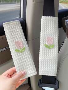 1/2 chiếc bọc dây an toàn ô tô hình hoa tulip dễ thương, miếng đệm vai dây an toàn xe hơi trang nhã theo mùa. - A - Xem 18