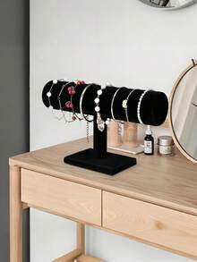 1pc Black Velvet T-Bar Bracelet Display Stand - Perfect Desktop Jewelry Organizer, Suitable For Retail And Home Use - Multicolor - View 9