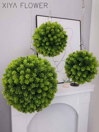 1pc/3pcs Artificial Green Hops Grass Balls, Made Of PE Material Fake Grass Balls, Artificial Plants, Suitable For Gardening Decor, Home Decor, Party Decoration, Spring And Summer Decoration