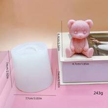 1个ins风泰迪熊蜡烛融化模具，手工DIY小熊蜂蜜罐石膏蜡烛硅胶模具 - 白色 - 查看 2