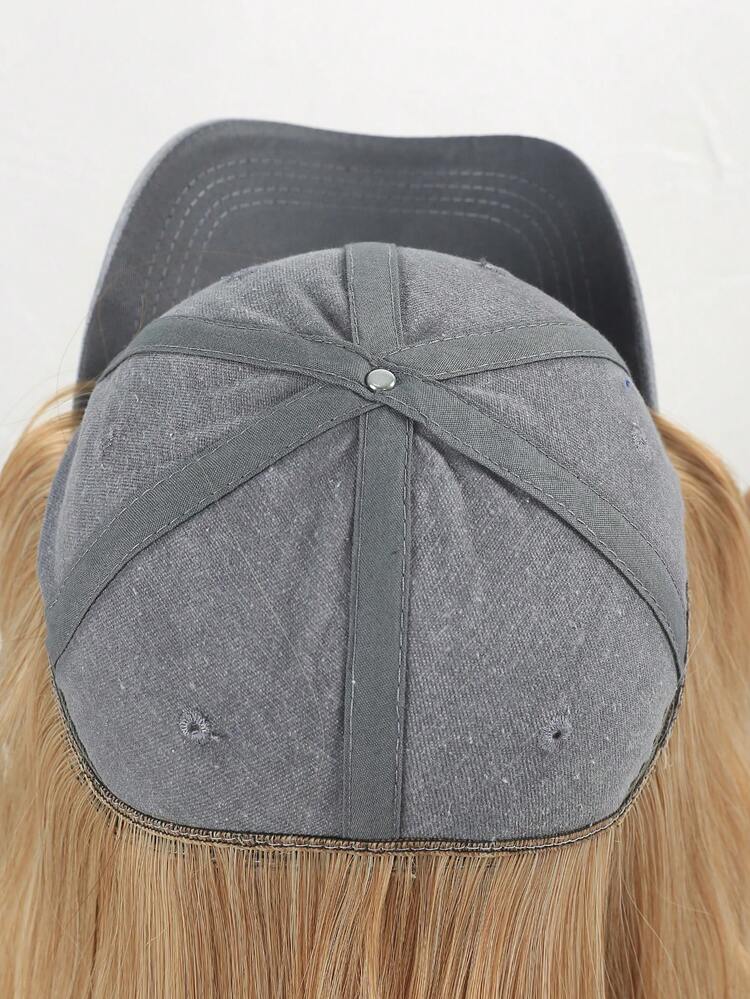 26 Inch Long Body Wave Blonde Wig With Gray Baseball Cap Integrated, Synthetic Fiber Wig For Women Adult Wigs - Linen Gold - View 7