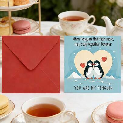 The Adorable Penguin Couple "You Are My Penguin" - An Everlasting Companion Romantic Greeting Card With A Red Envelope - Is Perfect For Birthdays, Wedding Anniversaries, Romantic Milestones, And Love-Filled Celebrations. It Is Ideal For Couples, Spouses, Boyfriends, Girlfriends, Husbands, Wives, Penguin Enthusiasts, And Anyone Who Cherishes Their Eternal Soulmate.