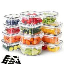 GHQ 12/24/40pc Large Capacity Sealed Food Storage Container With Lid (6/12/20 Containers And 6/12/20 Lids), Plastic Storage And Meal Preparation Container, Stackable, Tissue And Storage Kit, Lunch Container - Gói 24 chiếc - Xem 7