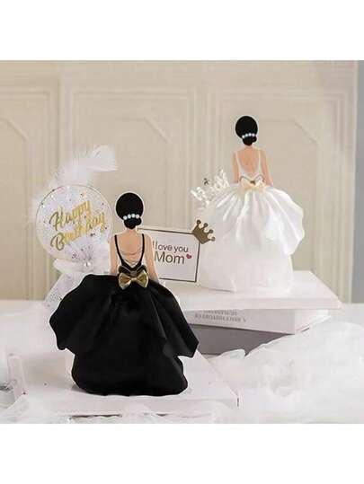 1pc/3pcs Elegant Dress Cake Topper, Suitable For Birthday Party, Mother's Day And Other Occasions