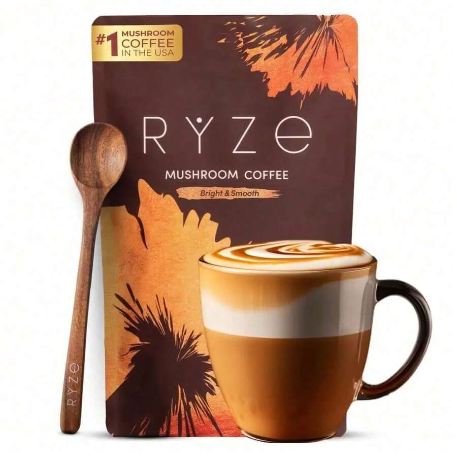 [Free Shipping]3-Piece Pack Mushroom Coffee USDA Organic With 6 Adaptogenic Mushrooms And MCT Oil, USA Grown Instant Coffee For Better Energy, Focus, Digestion, Immunity With Turkey Tail, Shiitake, Lion's Mane, 30 Servings - 3-piece Pack - View 1