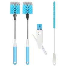 2-In-1 Water Bottle Brush, 14.5-Inch Long-Handled Cleaning Brush, Kitchen Scrubber, Lid Cleaner, Suitable For Water Bottles, Cups, Glasses, Baby Bottles, Blue - Cọ-4-xanh - Xem 1