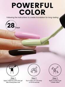 YOKEFELLOW 10毫升春日裸粉色绿色凝胶指甲油，粉色美甲高光泽持久美甲凝胶指甲油可卸UV LED美甲沙龙DIY家用女士女孩 - 彩色 - 查看 5