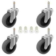 3-Inch Swivel Stem Caster for Rubbermaid Mop Bucket Utility Cart 7/16-Inch Stem Diameter Rubber Wheel Set of 4 Heavy Duty TPR  Grills Shop Vac Replacement Wheels - Gris - Ver 2