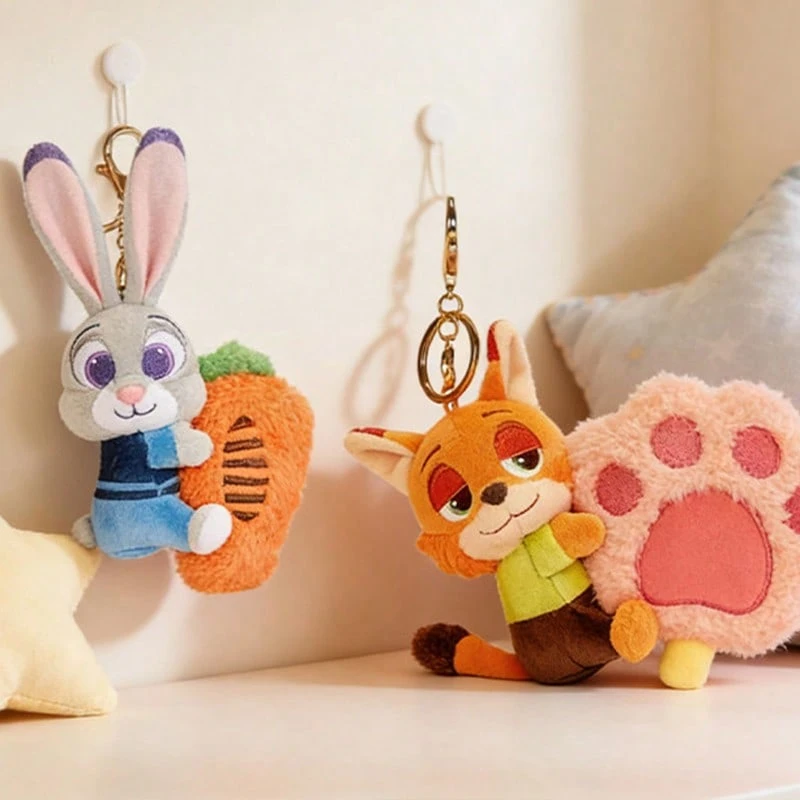 Miniso Zootopia Flocked Doll Charm - Official Zootopia IP, Nick & Judy & Clawhauser & Flash Styles, Delicate Flocked Texture, Beaded & Pom-Pom Decoration, Bag Charm / Key Chain / Portable Accessory (1 PC) - Multicolor - View 1