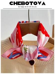 1 pieza Pañuelo suave de poliéster con estampado de dibujos animados de elementos marinos, estilo bohemio, pañuelo delgado, adecuado para primavera, verano, otoño, playa, vacaciones - Multicolor - Ver 7