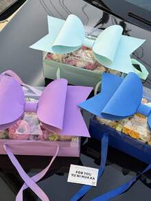 1Pc Wedding/Birthday Gift Box, Oversized Packaging Box, Bow Decor Gift Packaging Box, Large Gift Box With Big Bow Lid For Wedding Engagement Occasions, Mother's Day, Birthday Party - Multicolor - View 9
