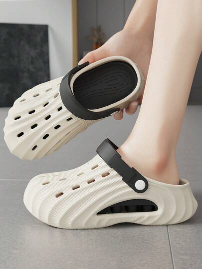 4.5cm Thick Sole Solid Color Breathable EVA Soft Toe Sandals, Comfortable Men's Spring/Summer Beach & Running Sports Sandals